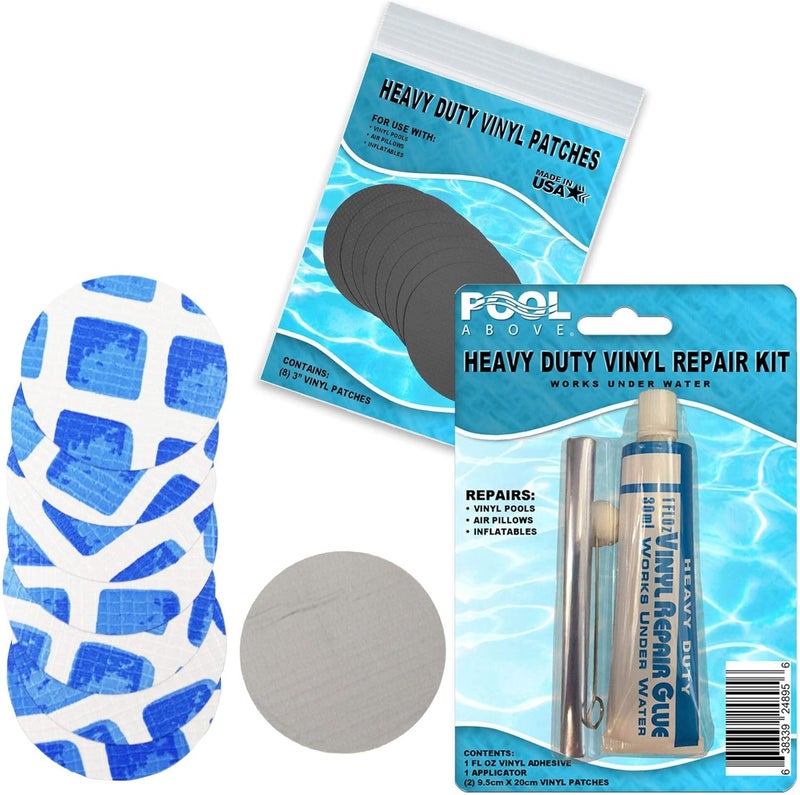 Pool Above Underwater Pool Repair kit for Frame Set and Ultra Frame Pool | Vinyl Glue and Reinforced Patch Material to Match Your Pool | Grey and White Pool Liner Patch kit - Image 1